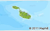 Physical 3D Map of Malta, single color outside, bathymetry sea