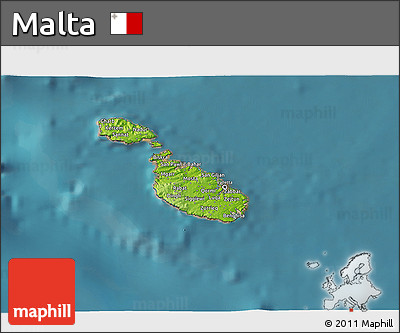 Physical 3D Map of Malta, single color outside, satellite sea