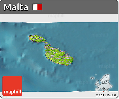 Physical 3D Map of Malta, single color outside, satellite sea