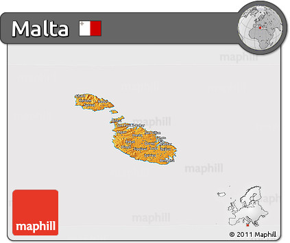 Political 3D Map of Malta, cropped outside
