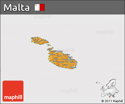 Political 3D Map of Malta, cropped outside