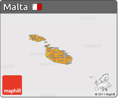 Political 3D Map of Malta, cropped outside