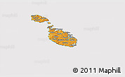 Political 3D Map of Malta, cropped outside
