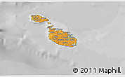 Political 3D Map of Malta, desaturated