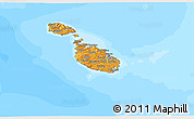 Political 3D Map of Malta, lighten, desaturated, land only