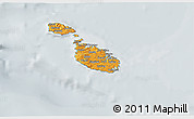Political 3D Map of Malta, lighten, semi-desaturated