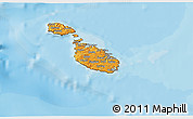 Political 3D Map of Malta, satellite outside, bathymetry sea