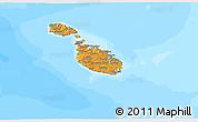 Political 3D Map of Malta, semi-desaturated, land only