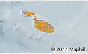 Political 3D Map of Malta, semi-desaturated