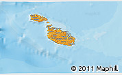 Political 3D Map of Malta, shaded relief outside, bathymetry sea