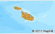 Political 3D Map of Malta, single color outside, bathymetry sea