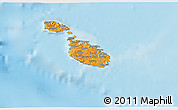 Political 3D Map of Malta, single color outside, shaded relief sea