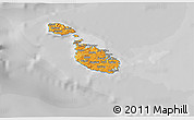 Political Shades 3D Map of Malta, desaturated