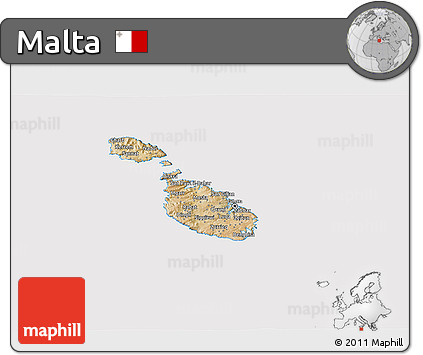 Satellite 3D Map of Malta, cropped outside