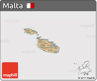 Satellite 3D Map of Malta, cropped outside