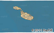 Satellite 3D Map of Malta, darken, desaturated, land only