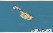 Satellite 3D Map of Malta, darken, land only