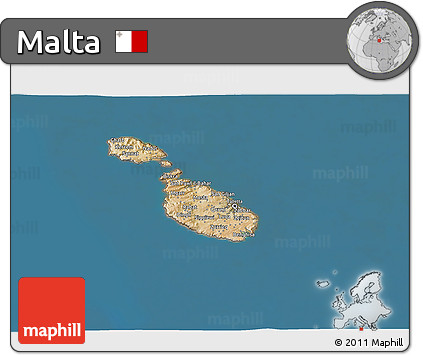 Satellite 3D Map of Malta, lighten, land only