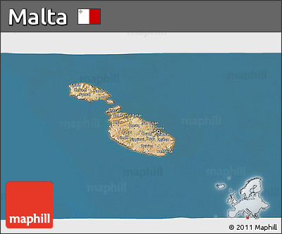 Satellite 3D Map of Malta, lighten, land only
