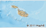 Satellite 3D Map of Malta, political shades outside