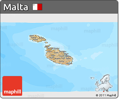 Satellite 3D Map of Malta, single color outside, bathymetry sea