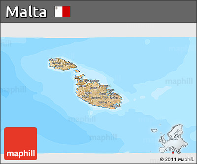 Satellite 3D Map of Malta, single color outside, bathymetry sea