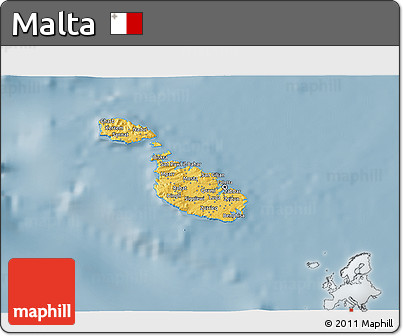 Savanna Style 3D Map of Malta, single color outside