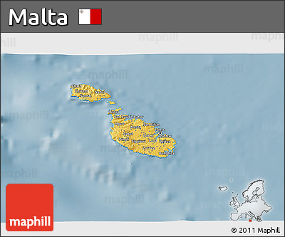 Savanna Style 3D Map of Malta, single color outside