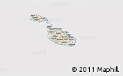 Shaded Relief 3D Map of Malta, cropped outside