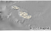 Shaded Relief 3D Map of Malta, darken, desaturated