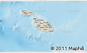 Shaded Relief 3D Map of Malta, desaturated, land only