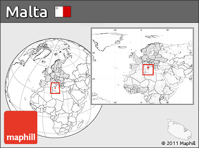 Blank Location Map of Malta, highlighted continent, within the entire continent