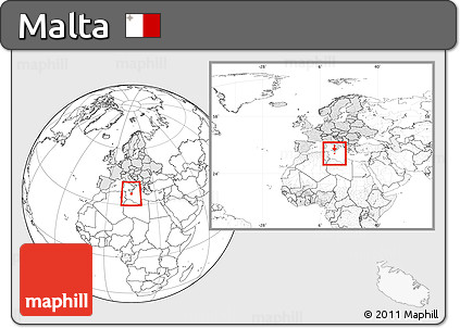 Blank Location Map of Malta, highlighted continent, within the entire continent