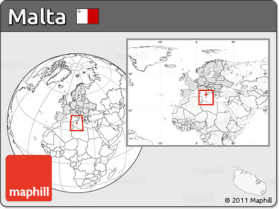 Blank Location Map of Malta, highlighted continent, within the entire continent