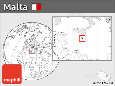 Blank Location Map of Malta, highlighted continent