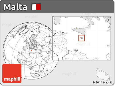 Blank Location Map of Malta, highlighted continent