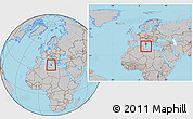 Gray Location Map of Malta, within the entire continent