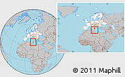 Gray Location Map of Malta, highlighted continent, within the entire continent