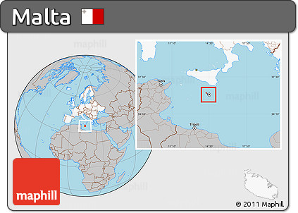 Gray Location Map of Malta, highlighted continent