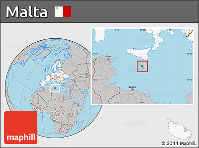 Gray Location Map of Malta, highlighted continent