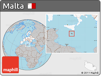 Gray Location Map of Malta, highlighted continent