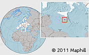 Gray Location Map of Malta, highlighted continent, hill shading