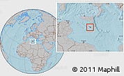 Gray Location Map of Malta, hill shading