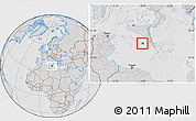 Gray Location Map of Malta, lighten, desaturated, hill shading