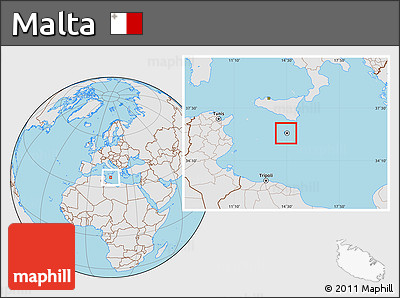 Gray Location Map of Malta, lighten, desaturated, land only