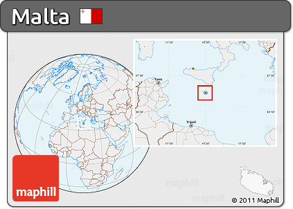 Gray Location Map of Malta, lighten