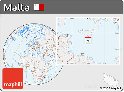 Gray Location Map of Malta, lighten