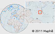 Gray Location Map of Malta, lighten, hill shading
