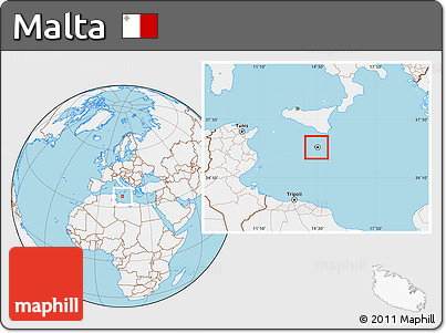 Gray Location Map of Malta, lighten, land only