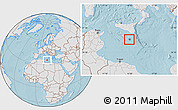Gray Location Map of Malta, lighten, land only, hill shading
